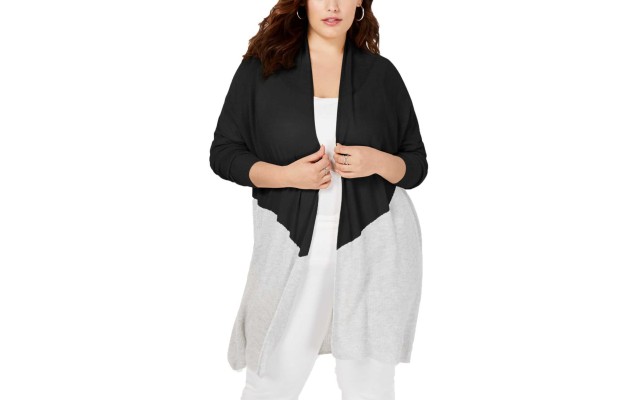  Plus Size Colorblocked Completer Sweater (Black, 0X)