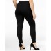  Plus Size Faux-Leather Front Skinny Pants (Black, 14W)