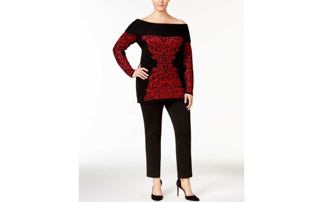  Plus Size Off-The-Shoulder Tunic Sweaters
