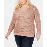 INC International Concepts Plus Size Pointelle Pullover Sweater (Pastek Pİnk,2X)
