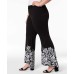   Plus Size Printed Tulip Hem Pants (Black, 20W)