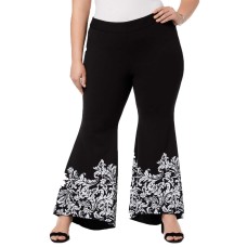INC International Concepts  Plus Size Printed Tulip Hem Pants (Black, 20W)
