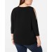  Plus Size Woman’s Embellished Cold-Shoulder Top (Black, 4-XL)