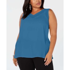 INC International Concepts Plus Size Woman’s Sheer-Trim Tank T-Shirts