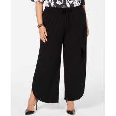 INC International Concepts Plus Size Woman’s Soft Overlay Wide-Leg Pants (Black, 3XL)