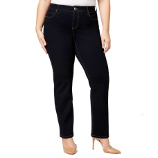 INC International Concepts Plus Size Womens Denim Slim Tech Fit Straight Leg Jeans( Blue, 24W)