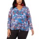  Plus Size Women’s Floral-Print Ruched Pullover Shirt Tops