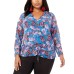  Plus Size Women’s Floral-Print Ruched Pullover Shirt Tops