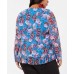  Plus Size Women’s Floral-Print Ruched Pullover Shirt Tops