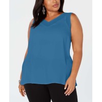 INC International Concepts Plus Size Women’s Sheer-Trim Tank T-Shirt Tops