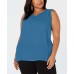  Plus Size Women’s Sheer-Trim Tank T-Shirt Tops