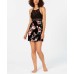  Printed Velvet Wrap Robe (Black, 2X)