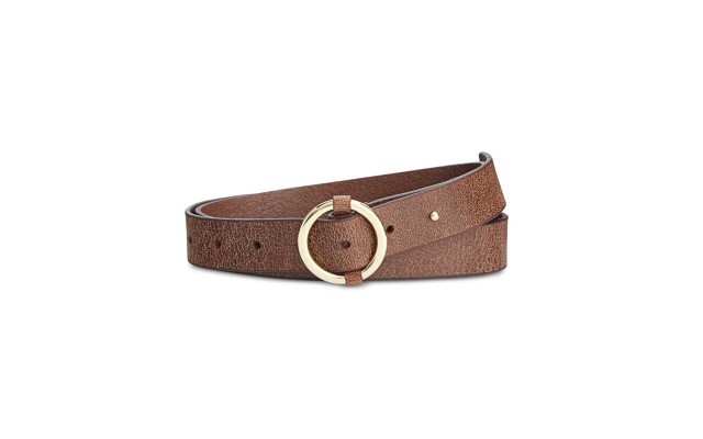  Pull-Through Centerbar Leather Belt Cognac Small