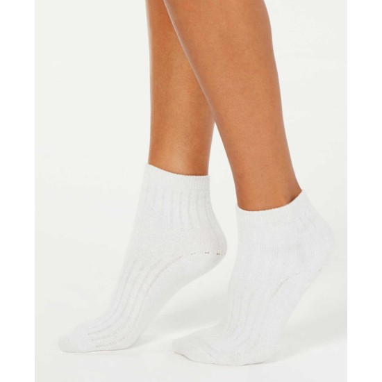  Ribbed Shimmer Socks, White