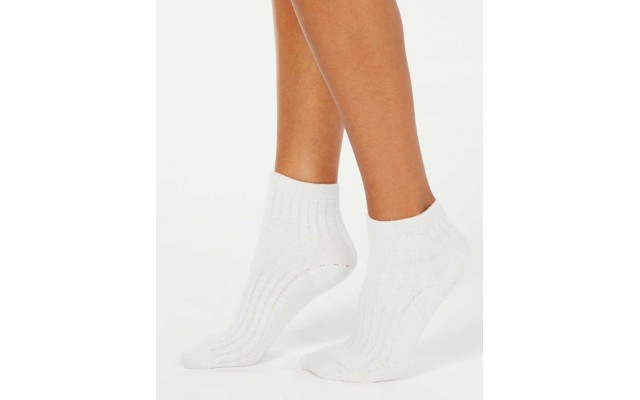  Ribbed Shimmer Socks, White