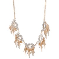 INC International Concepts Rose Gold-Tone Crystal and Chain Statement Necklace – Rose Gold