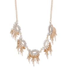 INC International Concepts Rose Gold-Tone Crystal and Chain Statement Necklace – Rose Gold