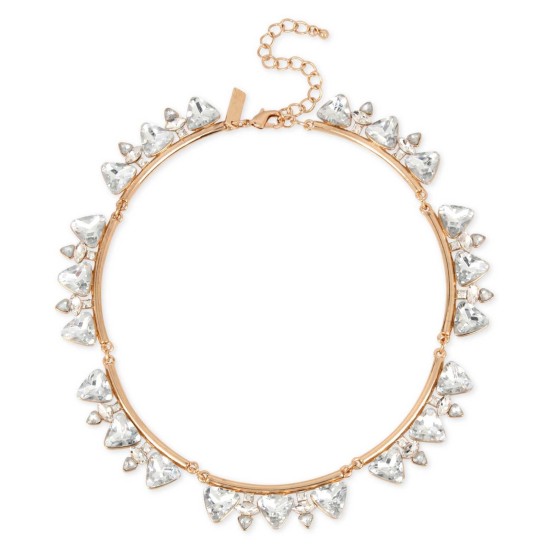  Rose Gold-Tone Large Crystal Collar Necklace – Rose Gold