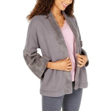 INC International Concepts Sherpa Cozy Open-Front Sleep Top (Gray, L)