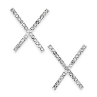 INC International Concepts Silver-Tone Pave Crisscross Stud Earrings – Silver