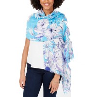 INC International Concepts Sketched Flowers Pashmina Pastel Blue