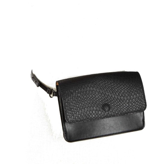  Smooth & Python-Embossed Fanny Pack (Black, S)
