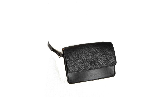  Smooth & Python-Embossed Fanny Pack (Black, S)