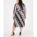  Stripe Printed Wrap Dress (Black/Multi, 0X)