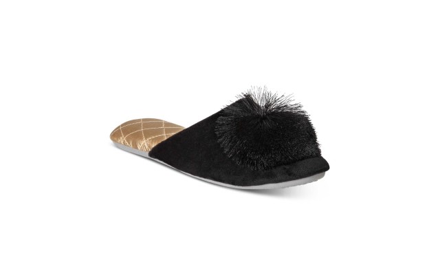  Tassel Pom Pom Slippers (Black, Small 5/6)
