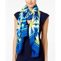INC International Concepts Tile Floral Printed Woven Pashmina Fringe Wrap Scarf Aegean Blue #69