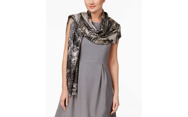  Tranquil Scale Jacquard Scarf / Wrap – Black