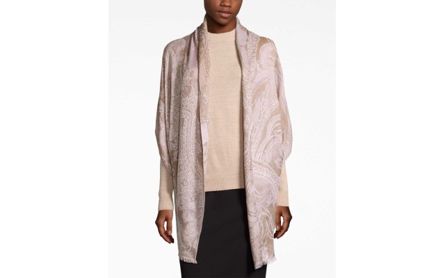  Tranquil Scale Jacquard Scarf Wrap – Champagne