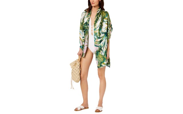  Tropical Palms Cover-Up & Wrap (Green, One Size)