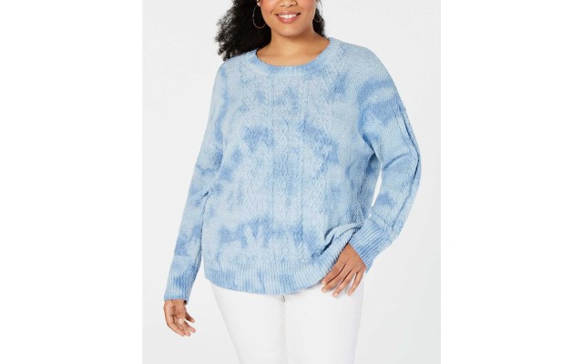 Woman’s Chunky Cable-Knit Sweater (Navy, 1X)