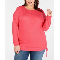 INC International Concepts Woman’s Drawstring Sweater (Orange, 1X)