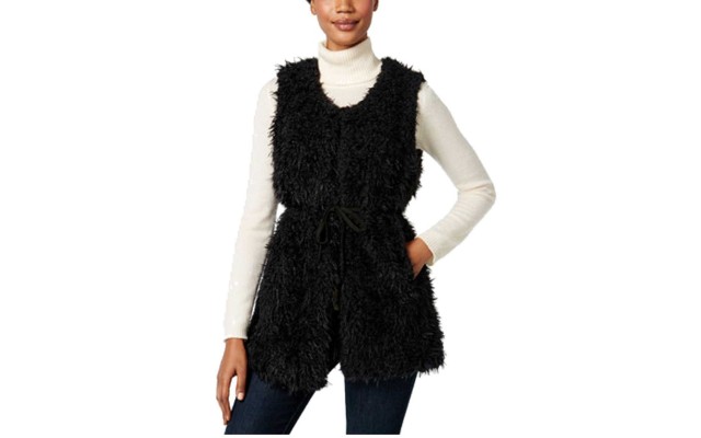  Women Faux Sherpa Tie Vests