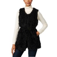 INC International Concepts Women Faux Sherpa Tie Vests
