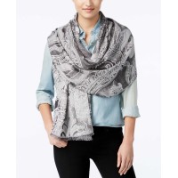 Inc International Concepts Women Tranquil Scale Jacquard Scarf Silver One Size