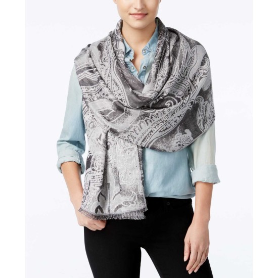  Women Tranquil Scale Jacquard Scarf Silver One Size