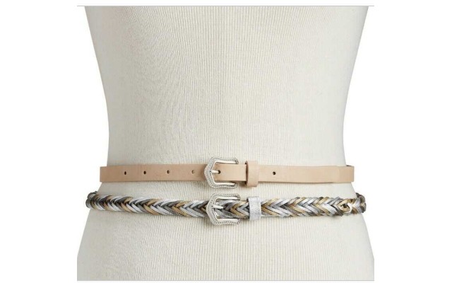  Women’s 2-for-1 Solid & Braided Skinny Belts