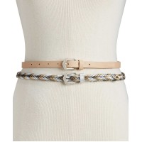 INC International Concepts Women’s 2-for-1 Solid & Braided Skinny Belts