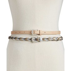 INC International Concepts Women’s 2-for-1 Solid & Braided Skinny Belts