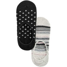 INC International Concepts Women’s 2 Pack. Printed Liner Socks (Black / Grey)