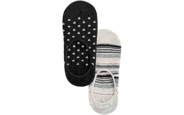  Women’s 2 Pack. Printed Liner Socks (Black / Grey)