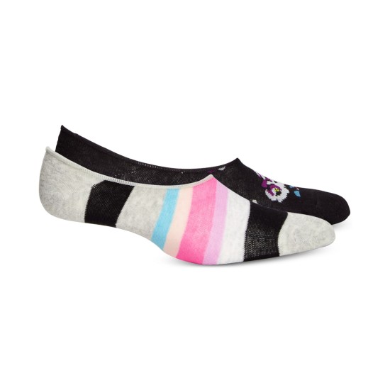  Women’s 2-Pk. Printed Liner Socks (Black/Multi)