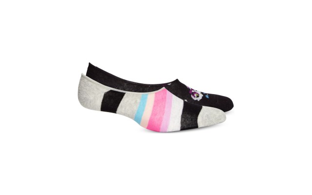  Women’s 2-Pk. Printed Liner Socks (Black/Multi)