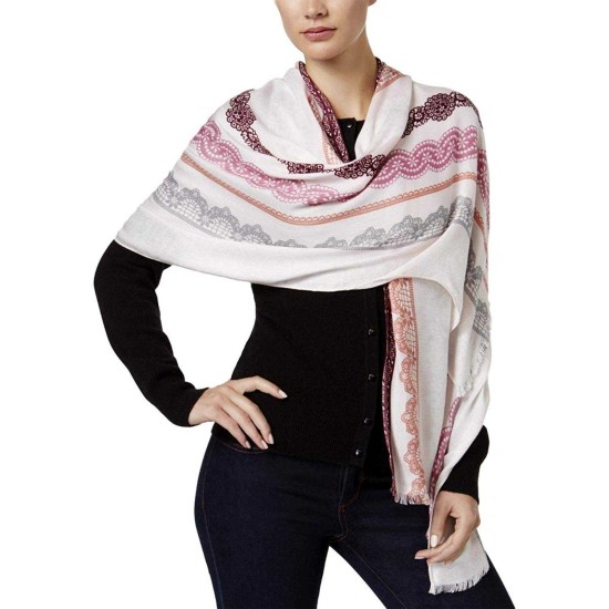  Women’s Barely Pink Lace Print Scarf Wrap