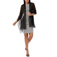 INC International Concepts Women's Beaded Lines Evening Wraps, Black
