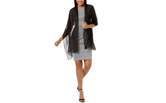  Women's Beaded Lines Evening Wraps, Black