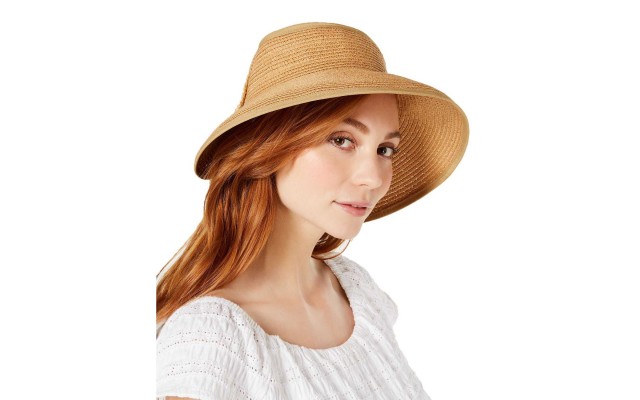  Women's Bow Roll-Up Visor, Tan